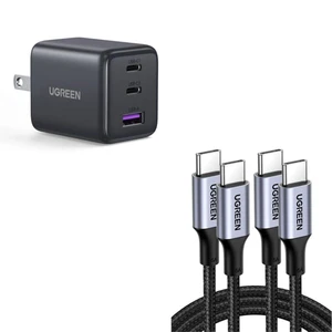 UGREEN 100W USB-C Cable (2-Pack) + 30W USB-C GaN Charger Bundle High-Speed Charging Combo for Laptop, Phone & Tablet UGREEN 100W USB-C Cable (2-Pack) + 30W USB-C GaN Charger Bundle High-Speed Charging Combo for Laptop, Phone & Tablet