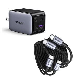 UGREEN 65W 4-Port GaN USB C Wall Charger Bundle with 100W 6.6ft 2-Pack USB C Cable Compatible with iPhone 17/17 Pro/17 Pro Max, MacBook Pro/Air, Galaxy S25/S24, iPad Pro/Air, Pixel 10 UGREEN 65W 4-Port GaN USB C Wall Charger Bundle with 100W 6.6ft 2-Pack USB C Cable Compatible with iPhone 17/17 Pro/17 Pro Max, MacBook Pro/Air, Galaxy S25/S24, iPad Pro/Air, Pixel 10