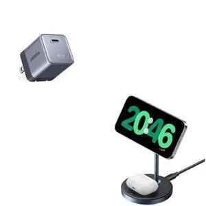 UGREEN 2-Item Bundle: MagFlow 2-in-1 Magnetic Wireless Charging Stand for Phone + AirPods, Foldable 45W GaN USB C Charger Block Desk and Travel Essentials UGREEN 2-Item Bundle: MagFlow 2-in-1 Magnetic Wireless Charging Stand for Phone + AirPods, Foldable 45W GaN USB C Charger Block Desk and Travel Essentials