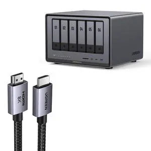 UGREEN NASync DXP6800 Pro 6-Bay Desktop NAS Bundle with 6.6FT 8K HDMI Cable Certified UGREEN NASync DXP6800 Pro 6-Bay Desktop NAS Bundle with 6.6FT 8K HDMI Cable Certified