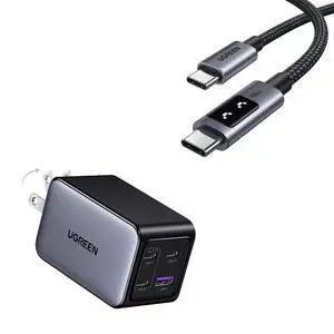 UGREEN Nexode 65W GaN Wall Charger Bundle with Uno 3.3FT 100W USB C to USB C Cable for iPhone 17/17 Air/17 Pro/17 Pro Max/16, MacBook Pro/Air, iPad Pro/Air, Galaxy S25 Ultra UGREEN Nexode 65W GaN Wall Charger Bundle with Uno 3.3FT 100W USB C to USB C Cable for iPhone 17/17 Air/17 Pro/17 Pro Max/16, MacBook Pro/Air, iPad Pro/Air, Galaxy S25 Ultra