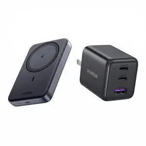 UGREEN Magnetic Power Bank 10000mAh Bundle with 30W USB C GaN Wall Charger Magnetic Wireless PD 20W and 3 Port Fast Charger for iPhone 17 16 15 iPad Travel UGREEN Magnetic Power Bank 10000mAh Bundle with 30W USB C GaN Wall Charger Magnetic Wireless PD 20W and 3 Port Fast Charger for iPhone 17 16 15 iPad Travel