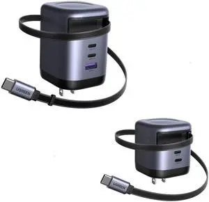 UGREEN 2Pack Retractable USBC Charger Bundle 100W + 45W GaN Fast Chargers, TravelReady USBC Wall Chargers for Laptop, Tablet, Phone, MultiDevice Charging UGREEN 2Pack Retractable USBC Charger Bundle 100W + 45W GaN Fast Chargers, TravelReady USBC Wall Chargers for Laptop, Tablet, Phone, MultiDevice Charging