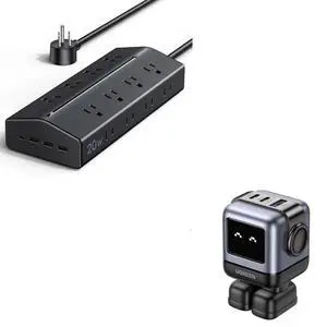 UGREEN 65W GaN USB-C Charger + 20-in-1 Power Strip Bundle, 3-Port Wall Charger & 16 AC-Outlet Desktop/Travel Power Hub with USB-C 20W, Compact Home & Office Multi-Device Charging Kit UGREEN 65W GaN USB-C Charger + 20-in-1 Power Strip Bundle, 3-Port Wall Charger & 16 AC-Outlet Desktop/Travel Power Hub with USB-C 20W, Compact Home & Office Multi-Device Charging Kit