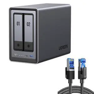 UGREEN NASync DXP2800 2-Bay Desktop NAS,Network Attached Storage (Diskless) Bundle Cat 8 Ethernet Cable 3FT, High Speed Braided 40Gbps 2000Mhz Network Cord Cat8 RJ45 LAN Cables UGREEN NASync DXP2800 2-Bay Desktop NAS,Network Attached Storage (Diskless) Bundle Cat 8 Ethernet Cable 3FT, High Speed Braided 40Gbps 2000Mhz Network Cord Cat8 RJ45 LAN Cables
