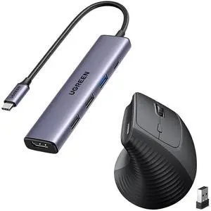 UGREEN Revodok 105 USB C Hub 5 in 1 Bundle with 2.4G Mouse Wireless Vertical Ergonomic Mouse for MacBook Pro/Air, XPS, Thinkpad UGREEN Revodok 105 USB C Hub 5 in 1 Bundle with 2.4G Mouse Wireless Vertical Ergonomic Mouse for MacBook Pro/Air, XPS, Thinkpad