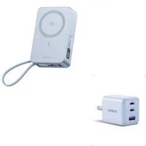 UGREEN Blue Charging Bundle, 20000mAh Magnetic Wireless Power Bank with Built-in Cable + 30W USB-C Charger (2C1A), Portable Multi-Device Charging Solution for Phones, Tablets, and USB-C Devices UGREEN Blue Charging Bundle, 20000mAh Magnetic Wireless Power Bank with Built-in Cable + 30W USB-C Charger (2C1A), Portable Multi-Device Charging Solution for Phones, Tablets, and USB-C Devices