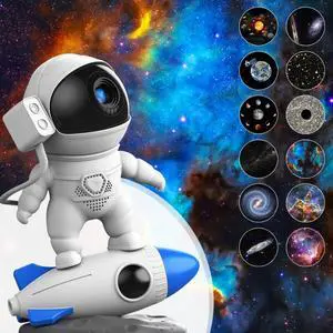 HTLNUZD Rocket Astronaut Galaxy Projector Space Night Light and 12 Film Pieces Nebula Galaxy Projector Light 360° Rotation Magnetic Head for Bedroom, Gaming Room Decor Christmas Gift HTLNUZD Rocket Astronaut Galaxy Projector Space Night Light and 12 Film Pieces Nebula Galaxy Projector Light 360° Rotation Magnetic Head for Bedroom, Gaming Room Decor Christmas Gift