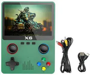 HTLNUZD X6 3.5Inch IPS Portable Handheld Game Console Screen Dual Joystick 11 Simulators GBA Video 10000+ Classic Games Gift (Green - Single) HTLNUZD X6 3.5Inch IPS Portable Handheld Game Console Screen Dual Joystick 11 Simulators GBA Video 10000+ Classic Games Gift (Green - Single)