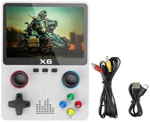 HTLNUZD X6 3.5Inch IPS Portable Handheld Game Console Screen Dual Joystick 11 Simulators GBA Video 10000+ Classic Games Gift (White- Single) HTLNUZD X6 3.5Inch IPS Portable Handheld Game Console Screen Dual Joystick 11 Simulators GBA Video 10000+ Classic Games Gift (White- Single)