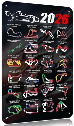 HTLNUZD 2026 New F1 Track Metal Poster - Formula One Racing Club Wall Art Decor for Car Enthusiasts (Sheet Aluminum-7.8x11.8inch) HTLNUZD 2026 New F1 Track Metal Poster - Formula One Racing Club Wall Art Decor for Car Enthusiasts (Sheet Aluminum-7.8x11.8inch)