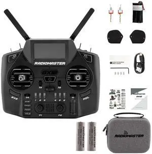 HTLNUZD Radiomaster GX12 Dual Band Antenna ExpressLRS Radio Controller with 18650 Battery 3D Digital CNC Hall Gimbal, Multiple Configurations, Gemini XROSSBAND Technology HTLNUZD Radiomaster GX12 Dual Band Antenna ExpressLRS Radio Controller with 18650 Battery 3D Digital CNC Hall Gimbal, Multiple Configurations, Gemini XROSSBAND Technology
