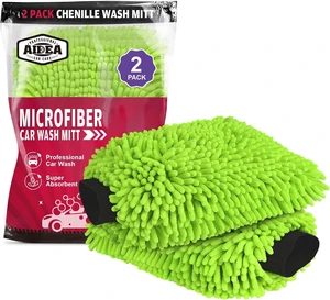 Car Wash Mitt Microfiber, Car Wash Brush, Green, 7.12''X10.14'',Scratch Free Lint Free, Premium Chenille Microfiber Mitt, Car Cleaning Supplies, Regular Size Car Wash Mitt Microfiber, Car Wash Brush, Green, 7.12''X10.14'',Scratch Free Lint Free, Premium Chenille Microfiber Mitt, Car Cleaning Supplies, Regular Size