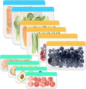 10 Pack Reusable Freezer Bags Dishwasher Safe, Leakproof Food Storage Bags, Silicone Bags for Food Storage Home Organization 10 Pack Reusable Freezer Bags Dishwasher Safe, Leakproof Food Storage Bags, Silicone Bags for Food Storage Home Organization