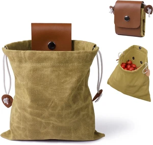 Foraging Bag, Outdoor Picking Fruit Bags, Waxed Canvas Foraging Pouch, Foldable Leather Belt Pouch with Drawstring Multi-Purpose Picking Bag for Camping, Shells, Treasures, Travel, Hiking Foraging Bag, Outdoor Picking Fruit Bags, Waxed Canvas Foraging Pouch, Foldable Leather Belt Pouch with Drawstring Multi-Purpose Picking Bag for Camping, Shells, Treasures, Travel, Hiking