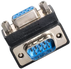 RS232 D-Sub 9Pin 90 Degree Up Angled Male Screw Type to Female Nut Type Extension Adapter RS232 D-Sub 9Pin 90 Degree Up Angled Male Screw Type to Female Nut Type Extension Adapter