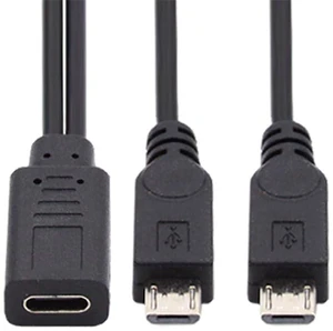 xiwai DC 5V Type-C USB-C Female to Dual Micro USB 5Pin Male Splitter Extension Charge Cable xiwai DC 5V Type-C USB-C Female to Dual Micro USB 5Pin Male Splitter Extension Charge Cable
