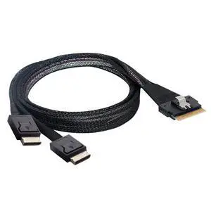 xiwai PCI-E Ultraport Slimline SAS Slim 4.0 SFF-8654 8i 74pin to Dual Oculink SFF-8611 Cable 50cm PCI-Express xiwai PCI-E Ultraport Slimline SAS Slim 4.0 SFF-8654 8i 74pin to Dual Oculink SFF-8611 Cable 50cm PCI-Express