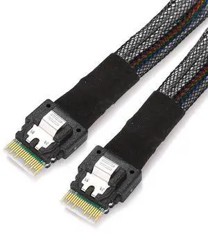 xiwai PCI-E Slimline SAS 4.0 SFF-8654 4i 38pin Host to SFF-8654 Slim SAS Target Cable 40cm xiwai PCI-E Slimline SAS 4.0 SFF-8654 4i 38pin Host to SFF-8654 Slim SAS Target Cable 40cm
