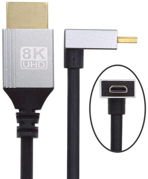 xiwai Up Angled HDTV 90 Degree Micro HDMI 2.1 Ultra Thin Cable 8K 4K Hyper Super Flexible Slim Cord Type-A to Type-D for Camera Monitor, 0.5m/1.5ft xiwai Up Angled HDTV 90 Degree Micro HDMI 2.1 Ultra Thin Cable 8K 4K Hyper Super Flexible Slim Cord Type-A to Type-D for Camera Monitor, 0.5m/1.5ft