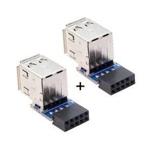 xiwai 2pcs 9Pin/10Pin Motherboard Female Header to Dual USB 2.0 Female Adapter Vertical Type xiwai 2pcs 9Pin/10Pin Motherboard Female Header to Dual USB 2.0 Female Adapter Vertical Type
