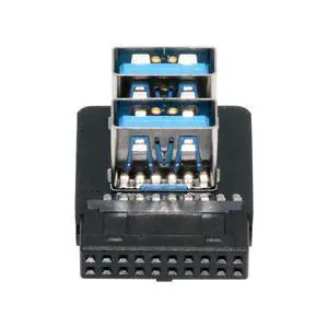 xiwai Reverse Angled Dual Type-A Female USB 3.0 to Motherboard 20/19 Pin Box Header Slot Adapter 90 Degree 10Gbps Vertical Type Card for PC Mainboard Expansion xiwai Reverse Angled Dual Type-A Female USB 3.0 to Motherboard 20/19 Pin Box Header Slot Adapter 90 Degree 10Gbps Vertical Type Card for PC Mainboard Expansion