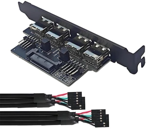 xiwai Motherboard Internal Four USB2.0 Female Mount Panel to 9pin Baffle Cable with Extral SATA Power and 12cm Bracket xiwai Motherboard Internal Four USB2.0 Female Mount Panel to 9pin Baffle Cable with Extral SATA Power and 12cm Bracket