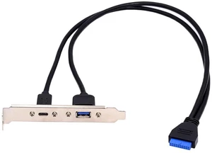 xiwai High Speed USB3.0 Motherboard 19/20Pin to USB-C Type-C & USB 3.0 Dual Ports Female PCI-E Back Panel 5Gbps Cable 50cm xiwai High Speed USB3.0 Motherboard 19/20Pin to USB-C Type-C & USB 3.0 Dual Ports Female PCI-E Back Panel 5Gbps Cable 50cm