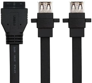 xiwai Ultra Flat Slim Dual Port Panel Type USB 3.0 Female Type-A to Motherboard 20Pin 19Pin Header Cable 50cm xiwai Ultra Flat Slim Dual Port Panel Type USB 3.0 Female Type-A to Motherboard 20Pin 19Pin Header Cable 50cm