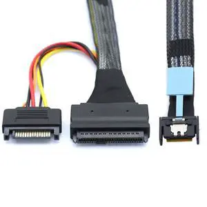 xiwai PCIe 5.0 MCIO 4X Mini Cool Edge IO to U.2 SFF-8639 NVME PCI-Express with 15P Sata Power Cable for SSD Mainboard 50cm xiwai PCIe 5.0 MCIO 4X Mini Cool Edge IO to U.2 SFF-8639 NVME PCI-Express with 15P Sata Power Cable for SSD Mainboard 50cm