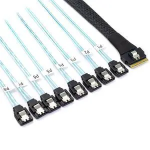 xiwai Slimline SAS 4.0 SFF-8654 8i 74pin Host Raid to 8 SATA 7pin Target Data Transmission Hard Disk Fanout Raid Cable 1-to-8 Splitter 1.0M xiwai Slimline SAS 4.0 SFF-8654 8i 74pin Host Raid to 8 SATA 7pin Target Data Transmission Hard Disk Fanout Raid Cable 1-to-8 Splitter 1.0M
