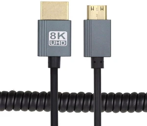 xiwai Mini HDMI 2.1 Male to HDMI Male 8K 60hz Stretch Coiled Cable 100cm for HDTV Computer Laptop Monitor xiwai Mini HDMI 2.1 Male to HDMI Male 8K 60hz Stretch Coiled Cable 100cm for HDTV Computer Laptop Monitor
