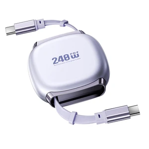 xiwai Retractable Stretch Coiled Flat Slim USB-C Cable 100cm 480Mbps 240W Fast Charging Type-C Male to Male Power & Data Cord Purple for Laptop Phone Tablet xiwai Retractable Stretch Coiled Flat Slim USB-C Cable 100cm 480Mbps 240W Fast Charging Type-C Male to Male Power & Data Cord Purple for Laptop Phone Tablet