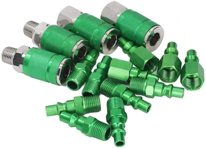 ARO Aluminum Air Coupler Quick Connector 1/4in NPT Green Anodized 300 PSI 4 Couplers 10 Plugs for Air Hoses ARO Aluminum Air Coupler Quick Connector 1/4in NPT Green Anodized 300 PSI 4 Couplers 10 Plugs for Air Hoses