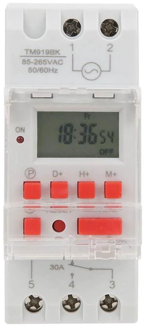 AC 85-265V 30A Timer Switches TM919BK Digital Timer 24Hours 7Days Programmable Countdown LCD Display 16 On/Off Settings 35mm DIN Rail AC 85-265V 30A Timer Switches TM919BK Digital Timer 24Hours 7Days Programmable Countdown LCD Display 16 On/Off Settings 35mm DIN Rail