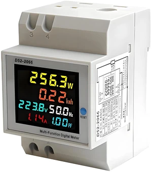 D52-2066 Single Phase Energy Meter with LCD Display Din Rail Electricity Usage Monitor for Voltage Current Power KWh Frequency Power Factor - 220V AC 40V-300V 100A Household & Industrial Use D52-2066 Single Phase Energy Meter with LCD Display Din Rail Electricity Usage Monitor for Voltage Current Power KWh Frequency Power Factor - 220V AC 40V-300V 100A Household & Industrial Use