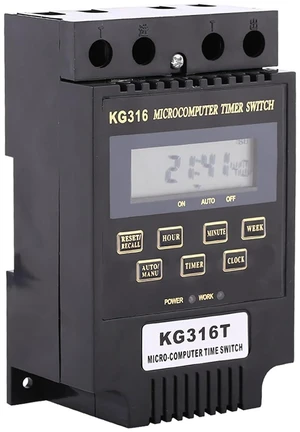 KG316T Digital Programmable Timer Switch, Microcomputer Power Relay Controller with LCD Display, 25A 110V AC, 10 On/Off Programs 1min-168h Timing for Lights Fans Motors Appliances KG316T Digital Programmable Timer Switch, Microcomputer Power Relay Controller with LCD Display, 25A 110V AC, 10 On/Off Programs 1min-168h Timing for Lights Fans Motors Appliances