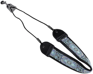 Walfront Embroidery Saxophone Neck Strap Adjustable Cotton Shoulder Strap with Padded Comfort Metal Hook for Alto Tenor Saxophone Players Practice Band Performance (TS07 Blue Totem) Walfront Embroidery Saxophone Neck Strap Adjustable Cotton Shoulder Strap with Padded Comfort Metal Hook for Alto Tenor Saxophone Players Practice Band Performance (TS07 Blue Totem)