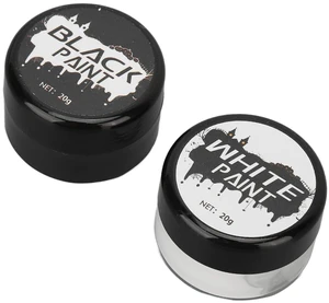 WALFRONT Face Painting Kit for Kids, Black White Body Paint Makeup Set with 2 Brushes, Rich Pigment, Easy Apply and Remove, for Halloween Cosplay Clown Skeleton Parties WALFRONT Face Painting Kit for Kids, Black White Body Paint Makeup Set with 2 Brushes, Rich Pigment, Easy Apply and Remove, for Halloween Cosplay Clown Skeleton Parties