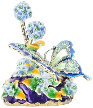 Walfront Flower Enamel Jewelry Box, Vintage Hydrangea Design Small Treasure Chest Case for Earrings Necklace Bracelet Storage, Decorative Trinket Organizer for Home Decor Gift Walfront Flower Enamel Jewelry Box, Vintage Hydrangea Design Small Treasure Chest Case for Earrings Necklace Bracelet Storage, Decorative Trinket Organizer for Home Decor Gift