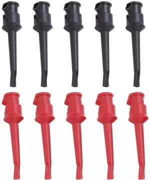 Multimeter Test Hooks and Mini Grabber Clips 10 Pcs (5 Red + 5 Black) for Electrical Testing Circuit Test Probes Insulated, Copper & Stainless Steel Tips Multimeter Test Hooks and Mini Grabber Clips 10 Pcs (5 Red + 5 Black) for Electrical Testing Circuit Test Probes Insulated, Copper & Stainless Steel Tips