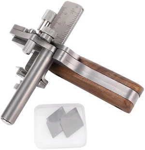 WALFRONT 304 Manual Leather Strip Cutter Adjustable Leather Cutting Tool Strap Cutter for Handcraft Craft DIY Projects WALFRONT 304 Manual Leather Strip Cutter Adjustable Leather Cutting Tool Strap Cutter for Handcraft Craft DIY Projects
