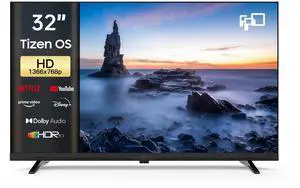 FPD Smart TV 32 Inch, Television Compatible with Samsung TV Plus Powered by Tizen OS, 720p HD TV with Dolby Audio, HDR 10, SmartThings, Miracast, Gaming Hub, Voice Remote Flat Screen TV (AT32-P1) FPD Smart TV 32 Inch, Television Compatible with Samsung TV Plus Powered by Tizen OS, 720p HD TV with Dolby Audio, HDR 10, SmartThings, Miracast, Gaming Hub, Voice Remote Flat Screen TV (AT32-P1)