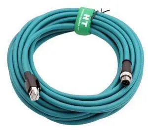 HangTon Ethernet M12 4 Pin D Coding to RJ45 CAT 5e Cable for Barcode Reader Scanner Profinet Network Power Sensor Shielded Blue 25m HangTon Ethernet M12 4 Pin D Coding to RJ45 CAT 5e Cable for Barcode Reader Scanner Profinet Network Power Sensor Shielded Blue 25m