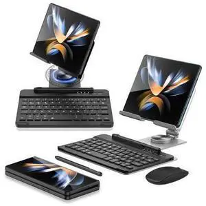 SHIEID Galaxy Z Fold 7 360 Rotating POS Tablet Stand, Zip Pull-Out, Integrated Folding Design Set with Folding Bracket, Keyboard, Mouse, Capacitor PenCompatible with Galaxy Z Fold7//6/5/4/3, Silver SHIEID Galaxy Z Fold 7 360 Rotating POS Tablet Stand, Zip Pull-Out, Integrated Folding Design Set with Folding Bracket, Keyboard, Mouse, Capacitor PenCompatible with Galaxy Z Fold7//6/5/4/3, Silver