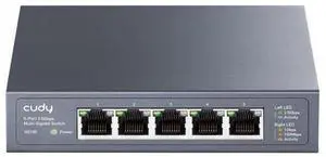 5-Port Multi-Gigabit Ethernet Switch, Full 2.5Gbps Ports, Loop Detection, 802.3az Energy Saving, Desktop or Wall Mount, Fanless Design, HS105 5-Port Multi-Gigabit Ethernet Switch, Full 2.5Gbps Ports, Loop Detection, 802.3az Energy Saving, Desktop or Wall Mount, Fanless Design, HS105