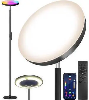 Keepsmile Double Side Lighting Led Floor Lamp with Remote Smart App 36W/2600LM Bright Tall Standing RGB Floor Lamp Angle Multicolor Dimmable Modern Floor Lamps for Livingroom Bedroom Office Keepsmile Double Side Lighting Led Floor Lamp with Remote Smart App 36W/2600LM Bright Tall Standing RGB Floor Lamp Angle Multicolor Dimmable Modern Floor Lamps for Livingroom Bedroom Office