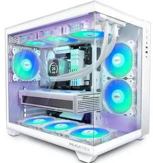 ATX PC Case, 6 PWM ARGB Fans Pre-Installed, 360MM RAD Support, Type-C Gaming PC Case, 270° Full View Tempered Glass Mid Tower, Pure White ATX Computer Case,Y6 ATX PC Case, 6 PWM ARGB Fans Pre-Installed, 360MM RAD Support, Type-C Gaming PC Case, 270° Full View Tempered Glass Mid Tower, Pure White ATX Computer Case,Y6