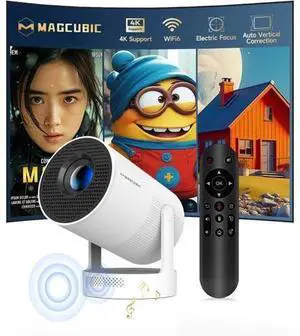 ini Projector with WiFi 6 and Bluetooth 5.4, Portable Projector 4K Support, 5W Soundbase Speaker, Auto Vertical Keystone 180°Rotatable Smart Proyector for Movie Home Outdoor Electric Focus White ini Projector with WiFi 6 and Bluetooth 5.4, Portable Projector 4K Support, 5W Soundbase Speaker, Auto Vertical Keystone 180°Rotatable Smart Proyector for Movie Home Outdoor Electric Focus White