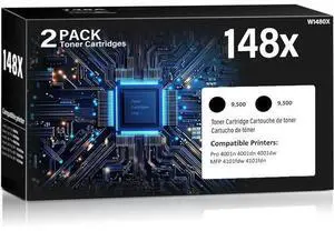 148X Black High Yield Toner Cartridge 4001n 4101fdw 4001dn Toner 2 Pack Replacement for HP 148X W1480X 148A Toner Cartridges HP148X Compatible HP Laser Jet Pro 4001n 4001dn 4001dw MFP 4101fdw 4101fdn 148X Black High Yield Toner Cartridge 4001n 4101fdw 4001dn Toner 2 Pack Replacement for HP 148X W1480X 148A Toner Cartridges HP148X Compatible HP Laser Jet Pro 4001n 4001dn 4001dw MFP 4101fdw 4101fdn